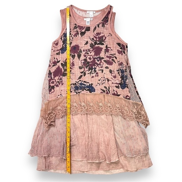 VASNA Lace Shift Dress Sm Boho Lagenlook Layered Flowy Mesh Pink Blue Floral - Picture 12 of 17